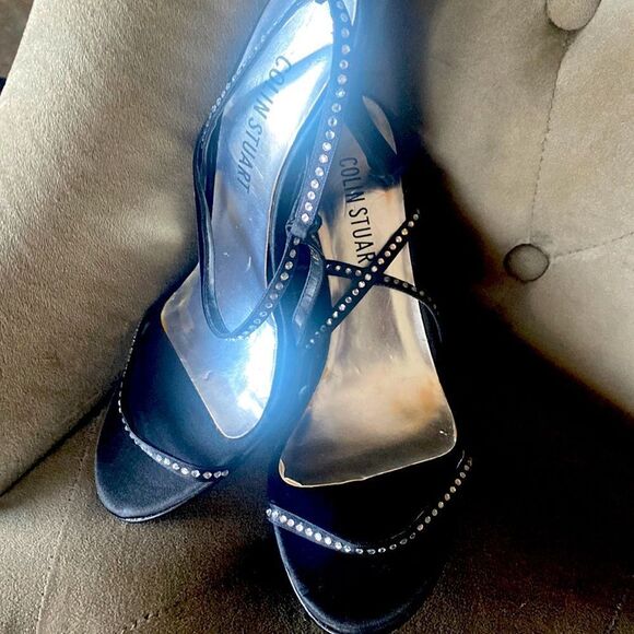 Colin Stuart Rhinestone Leather Strappy shoes heels - Picture 1 of 3